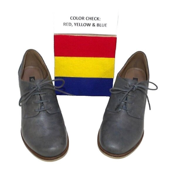 ECCO gray leather lace up high heel shoes women's size 40, US 9.5 - Picture 2 of 9